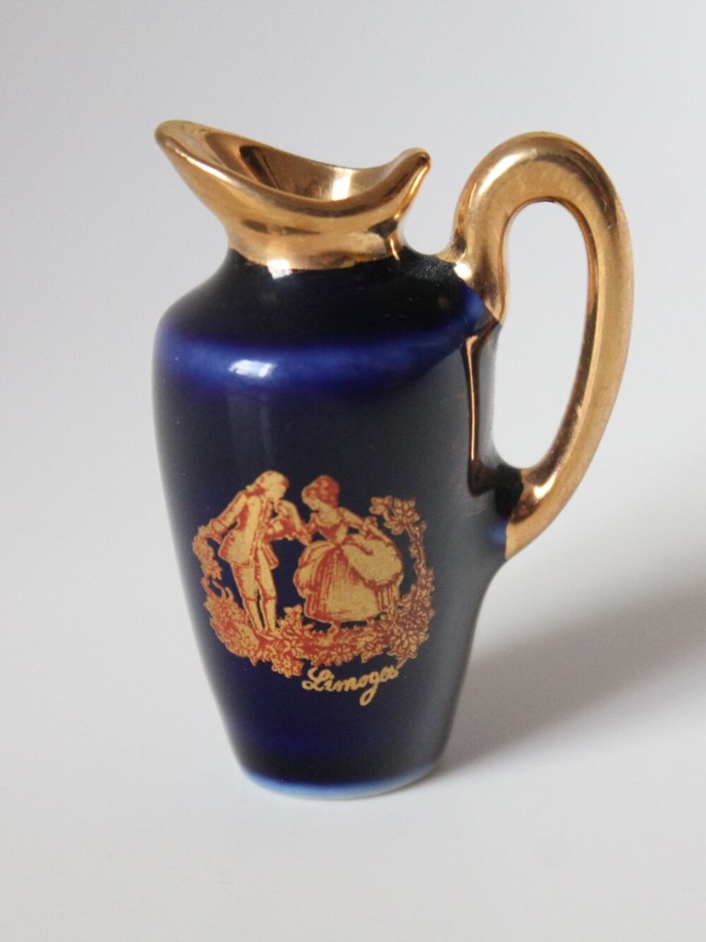 Miniature Cobalt Blue Jug with Gilt Decoration (Limoges, France)